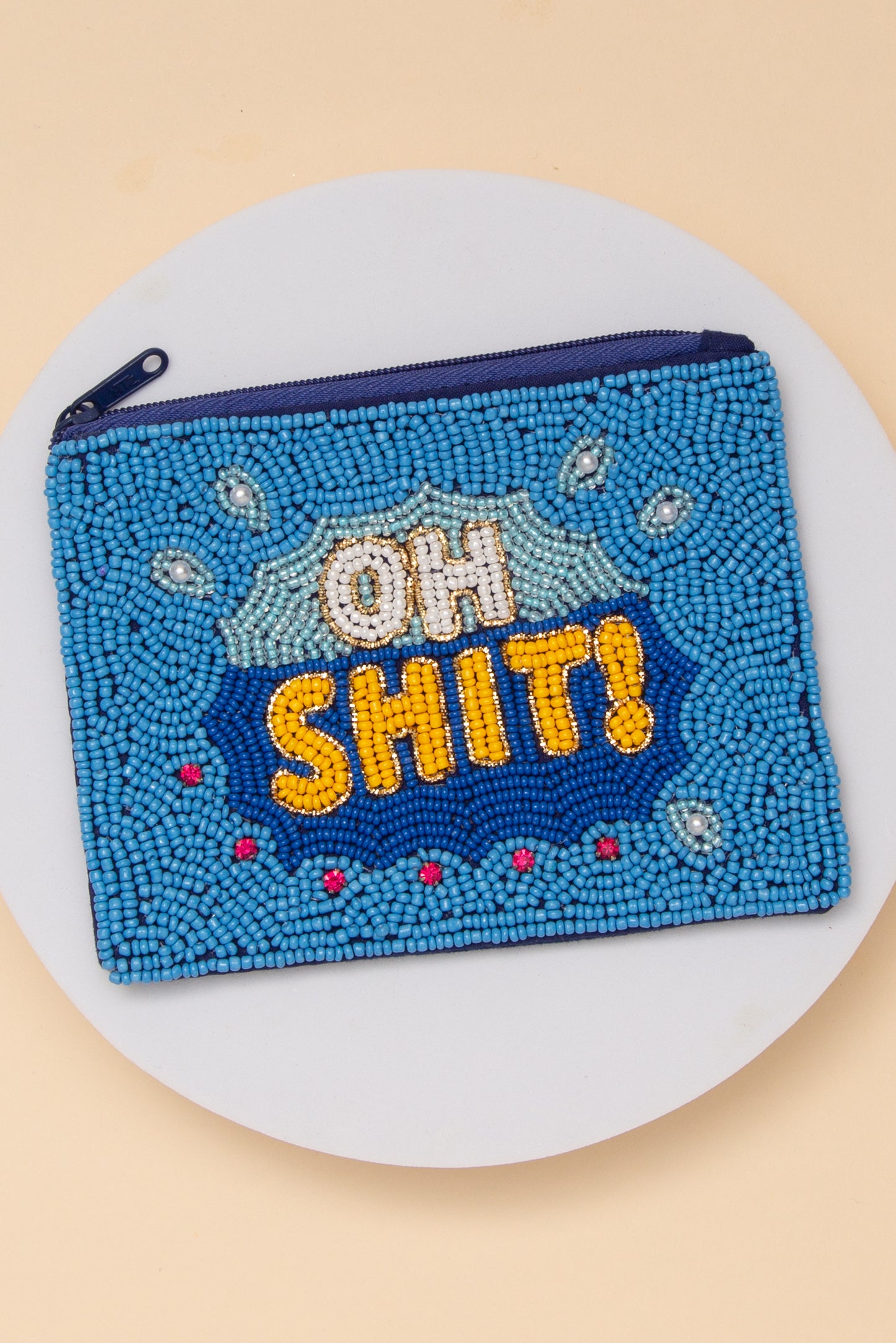 Rosie Oh Shit Comic Burst Seed Beaded Coin Bag