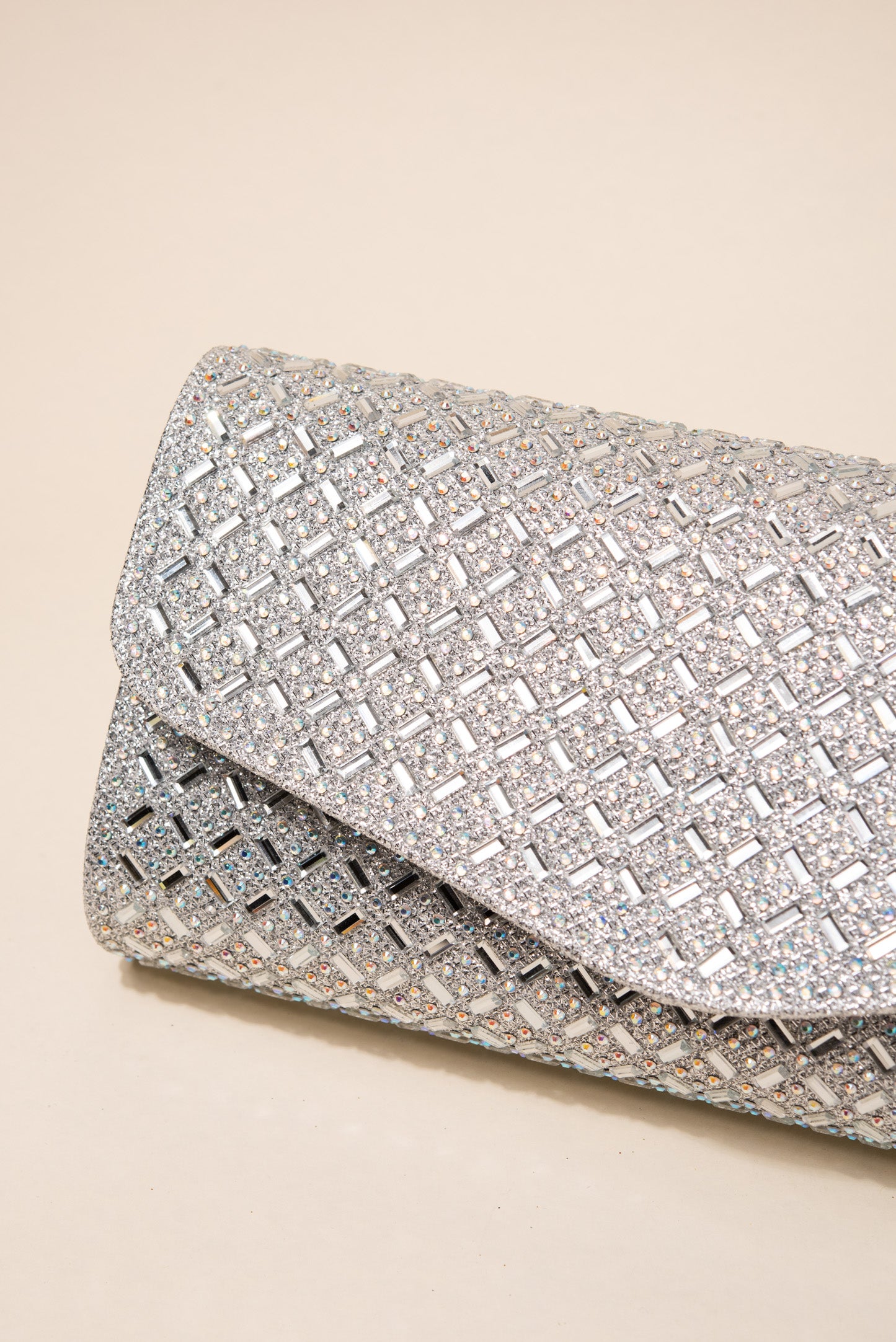 Rachel Diamond Grid Embellished Envelope Clutch