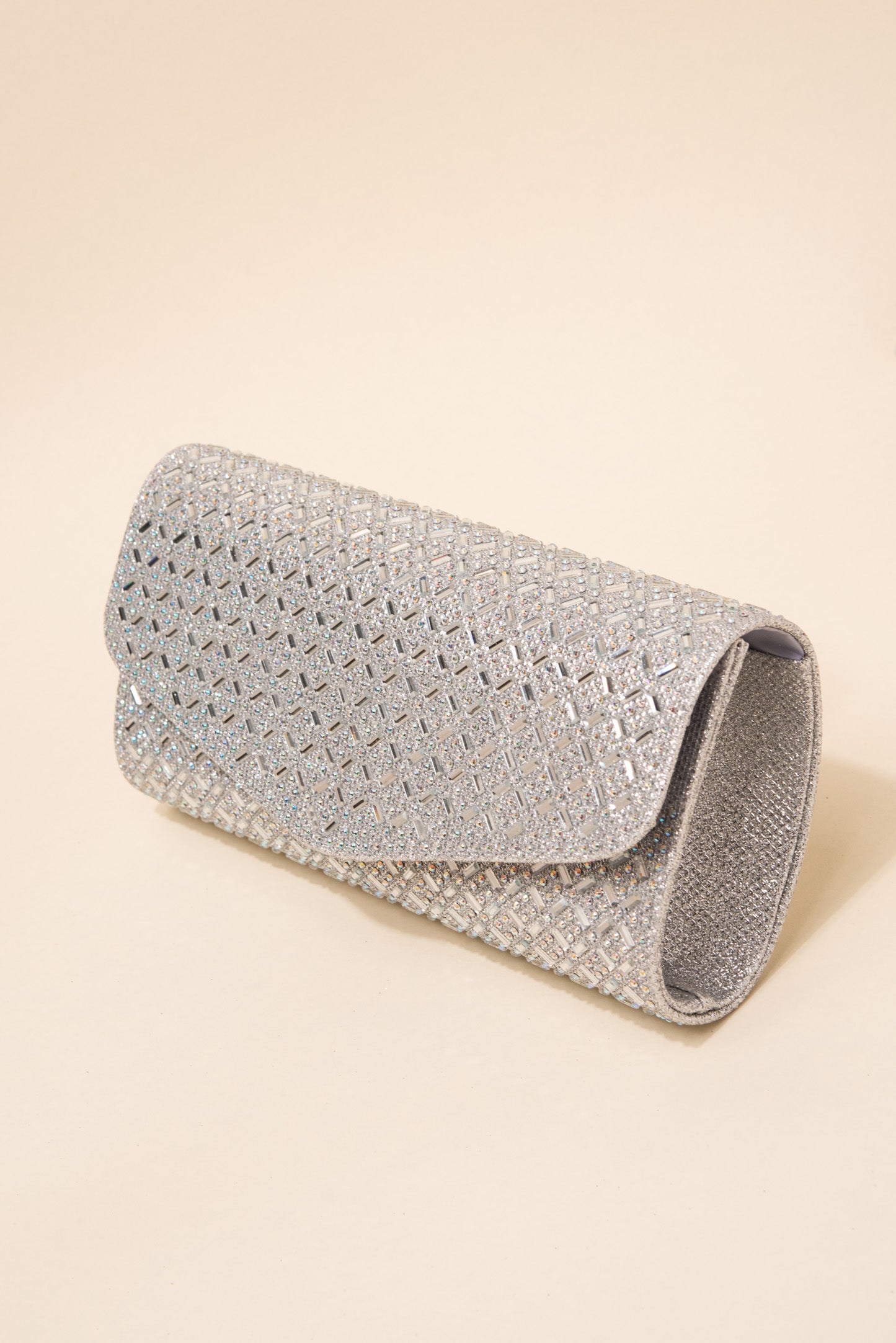 Rachel Diamond Grid Embellished Envelope Clutch