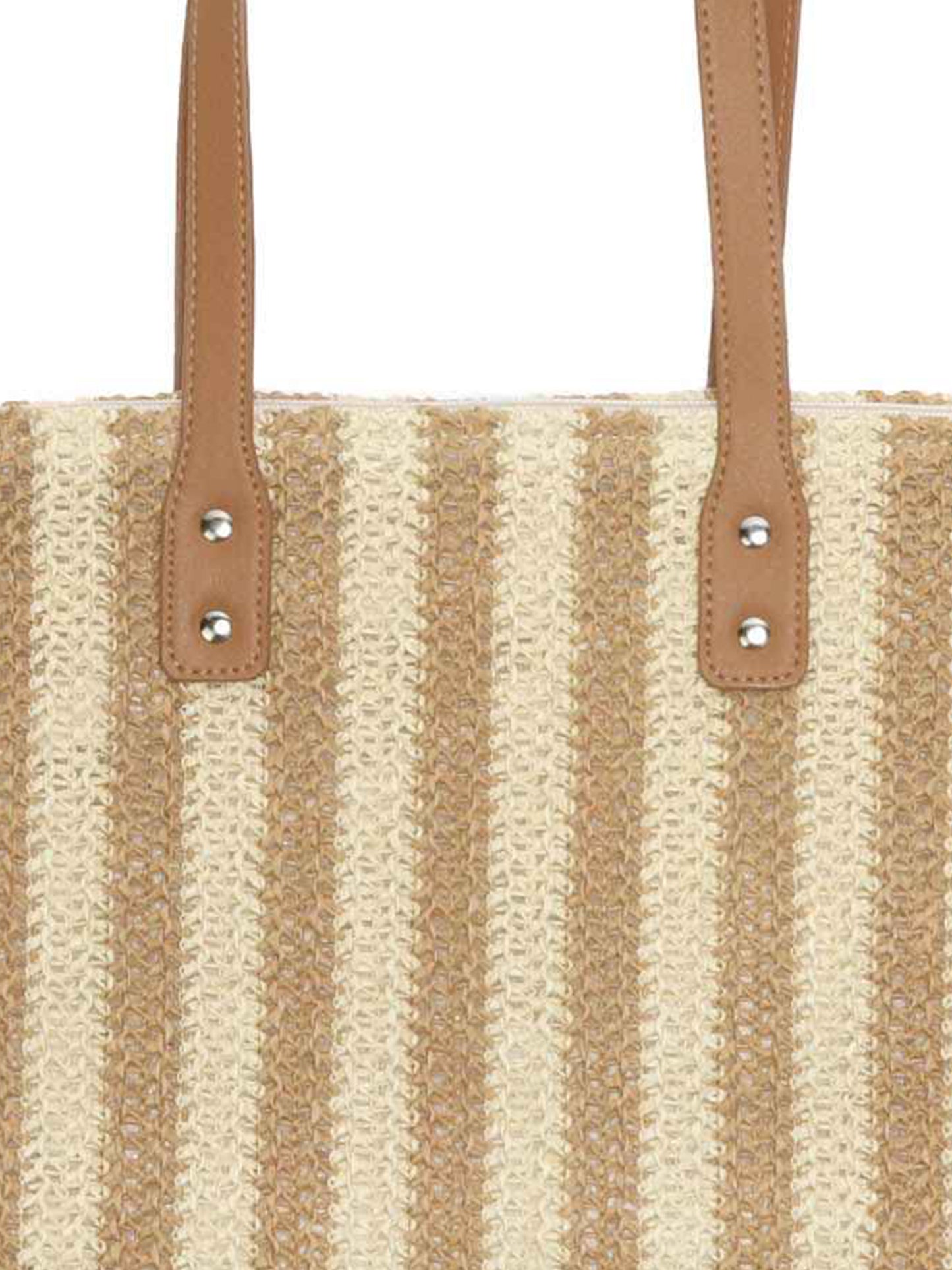 Zoe Two-Tone Striped Color Block Straw Woven Shoulder Bag