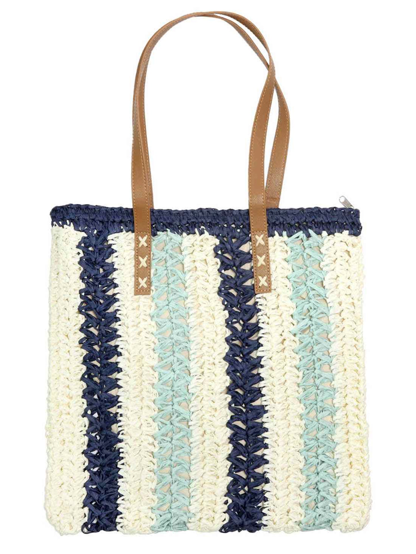 Abigail Woven Striped Shoulder Tote Bag