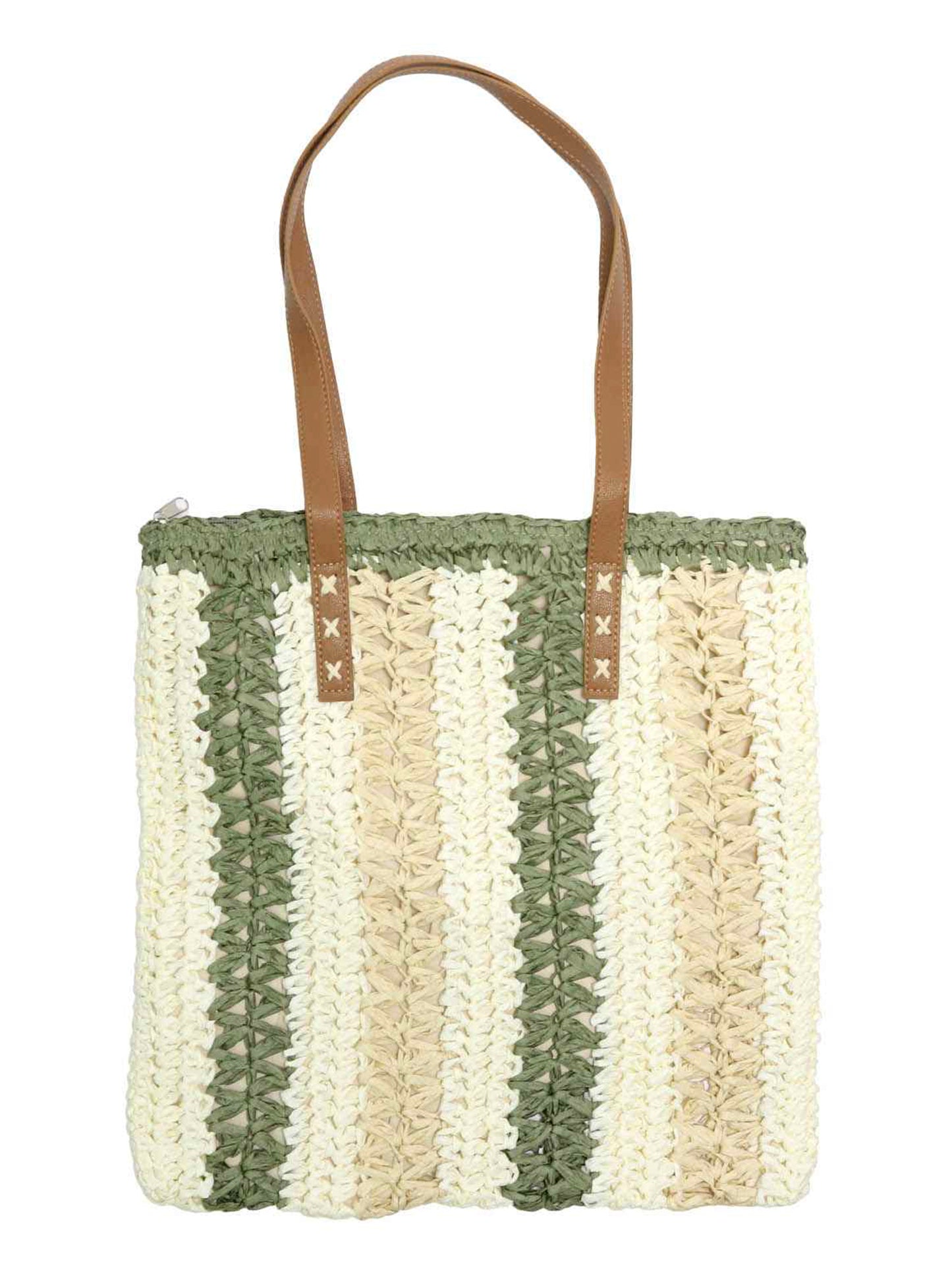 Abigail Woven Striped Shoulder Tote Bag