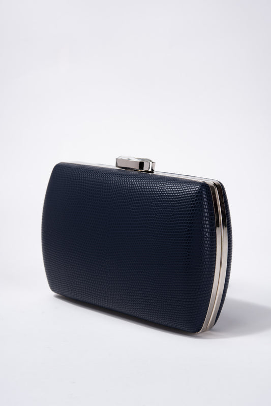 Amethyst Textured Faux Leather Evening Bag | Navy