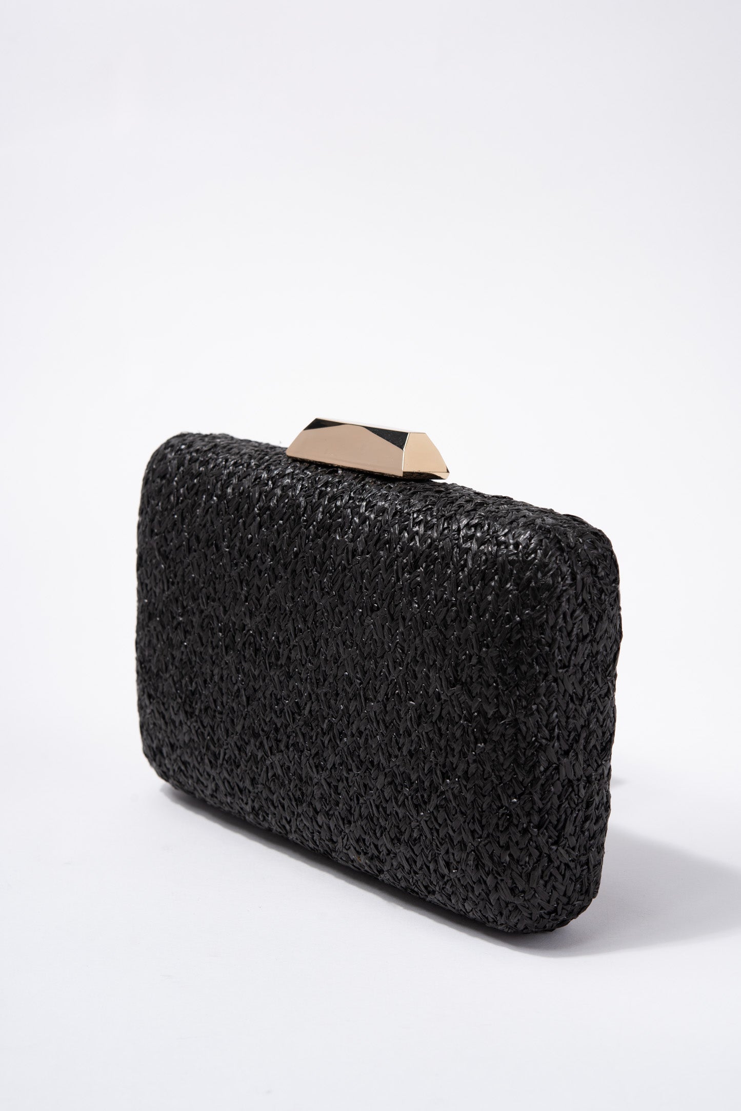 Elisa Boxy Straw Clutch with Shoulder Chain