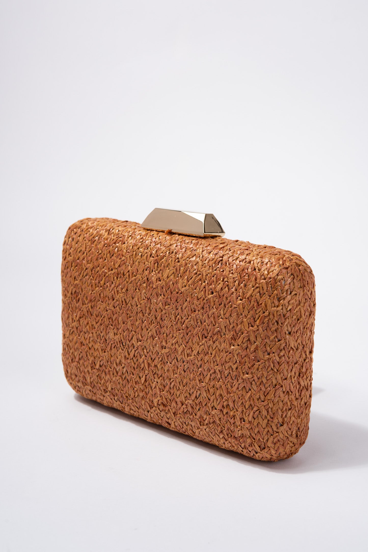 Elisa Boxy Straw Clutch with Shoulder Chain