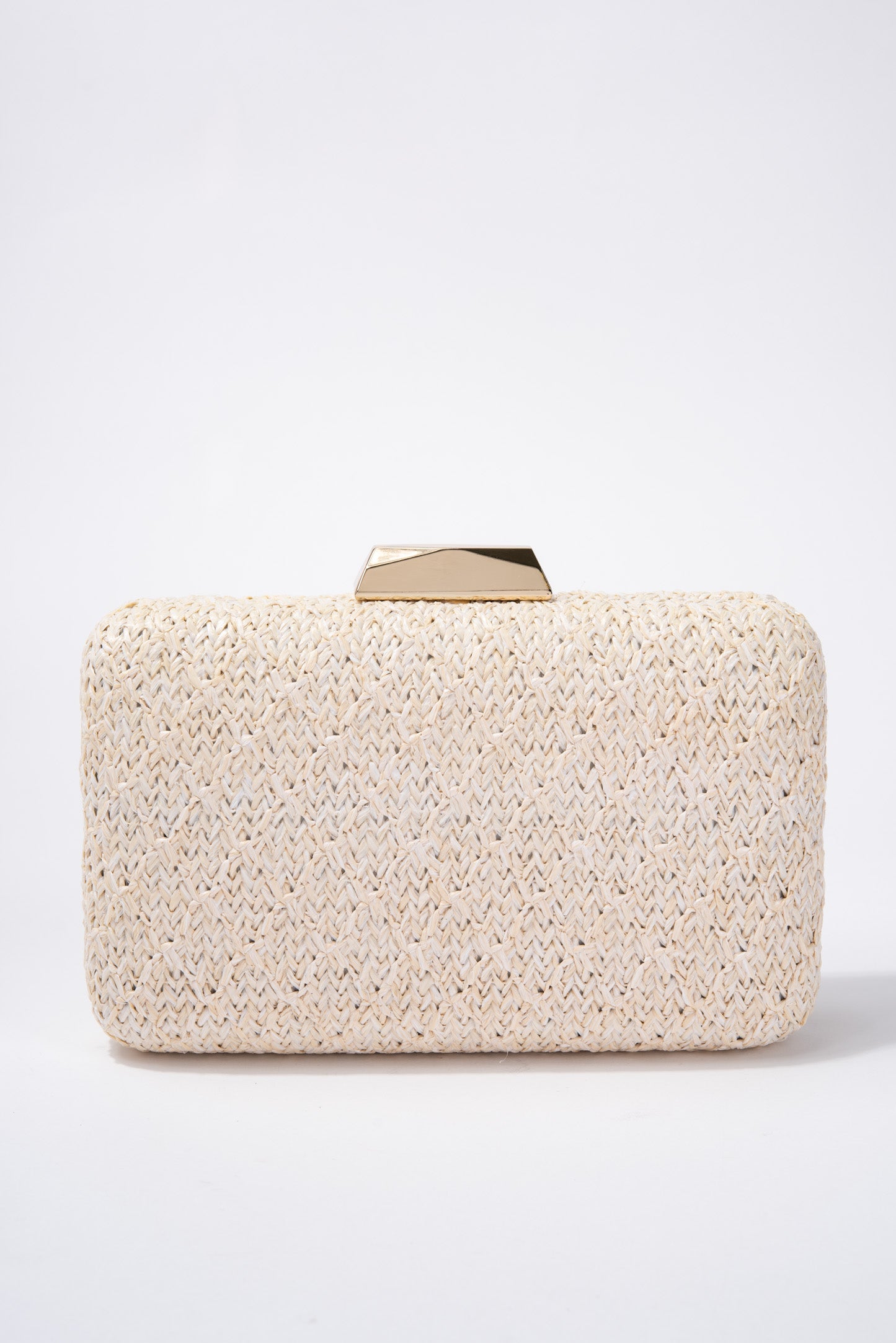 Elisa Boxy Straw Clutch with Shoulder Chain