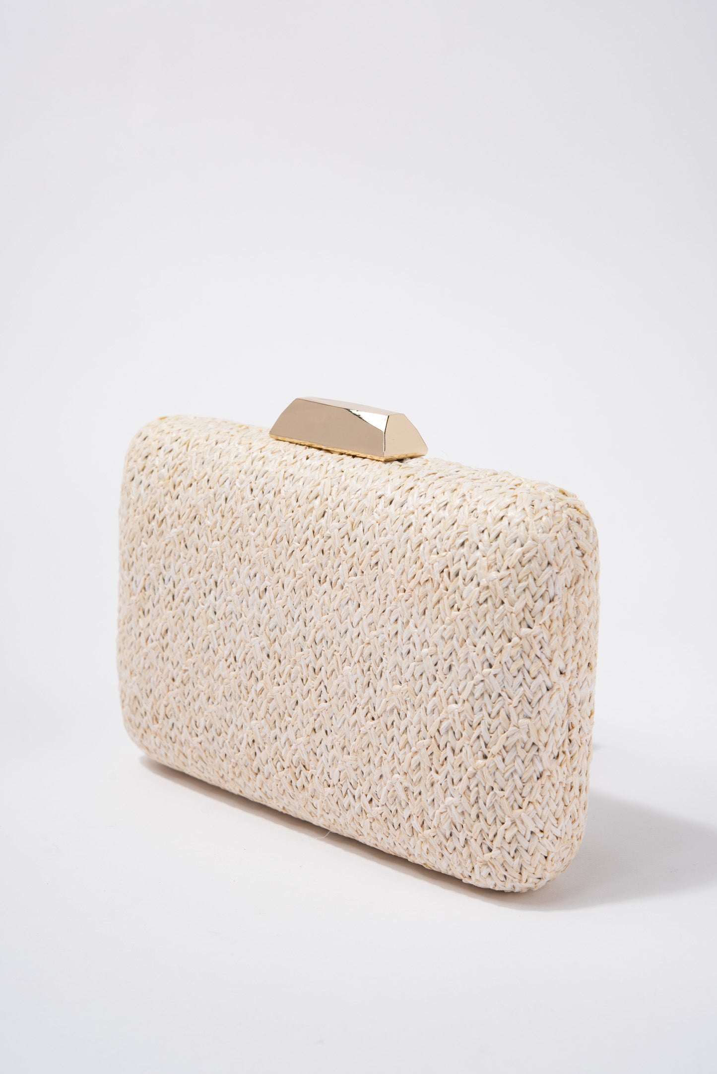 Elisa Boxy Straw Clutch with Shoulder Chain