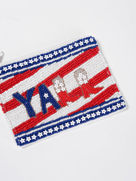 Lydia Yall 4th of July Beaded Coin Bag