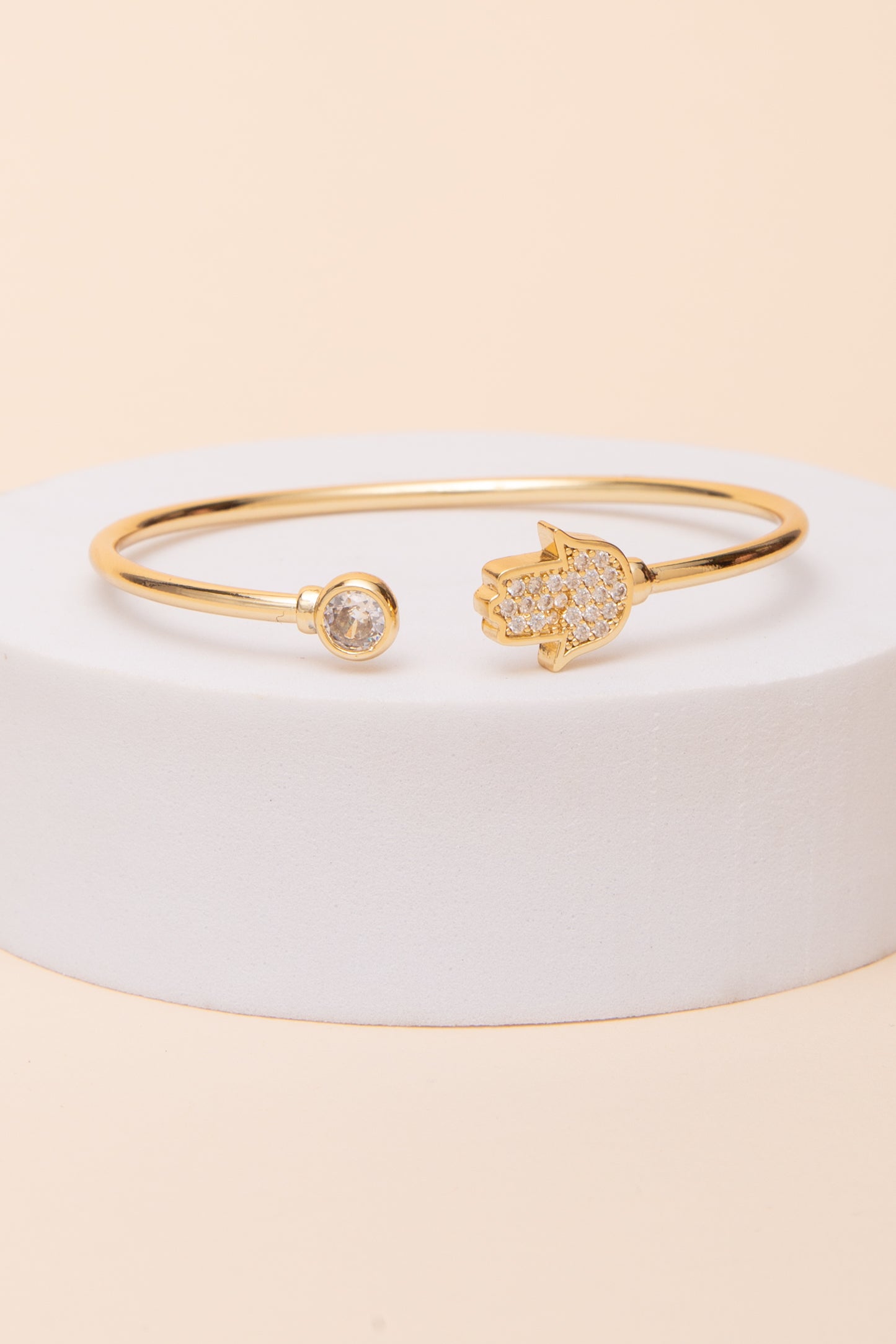 Isabelle Cubic Zirconia Pave Hamsa Hand Cuff Bracelet