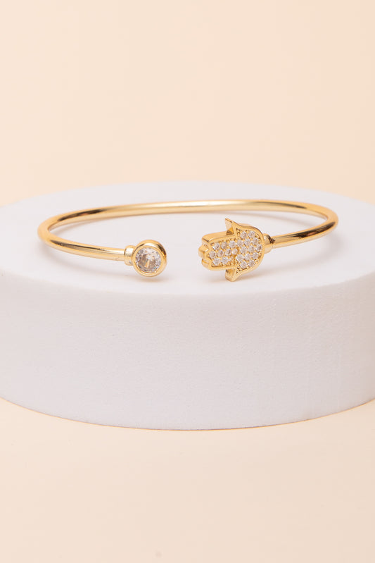 Isabelle Cubic Zirconia Pave Hamsa Hand Cuff Bracelet