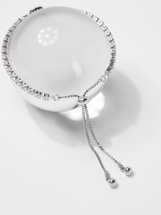 Finley Gold Plated CZ Tennis Bolo Slider Bracelet | Silver