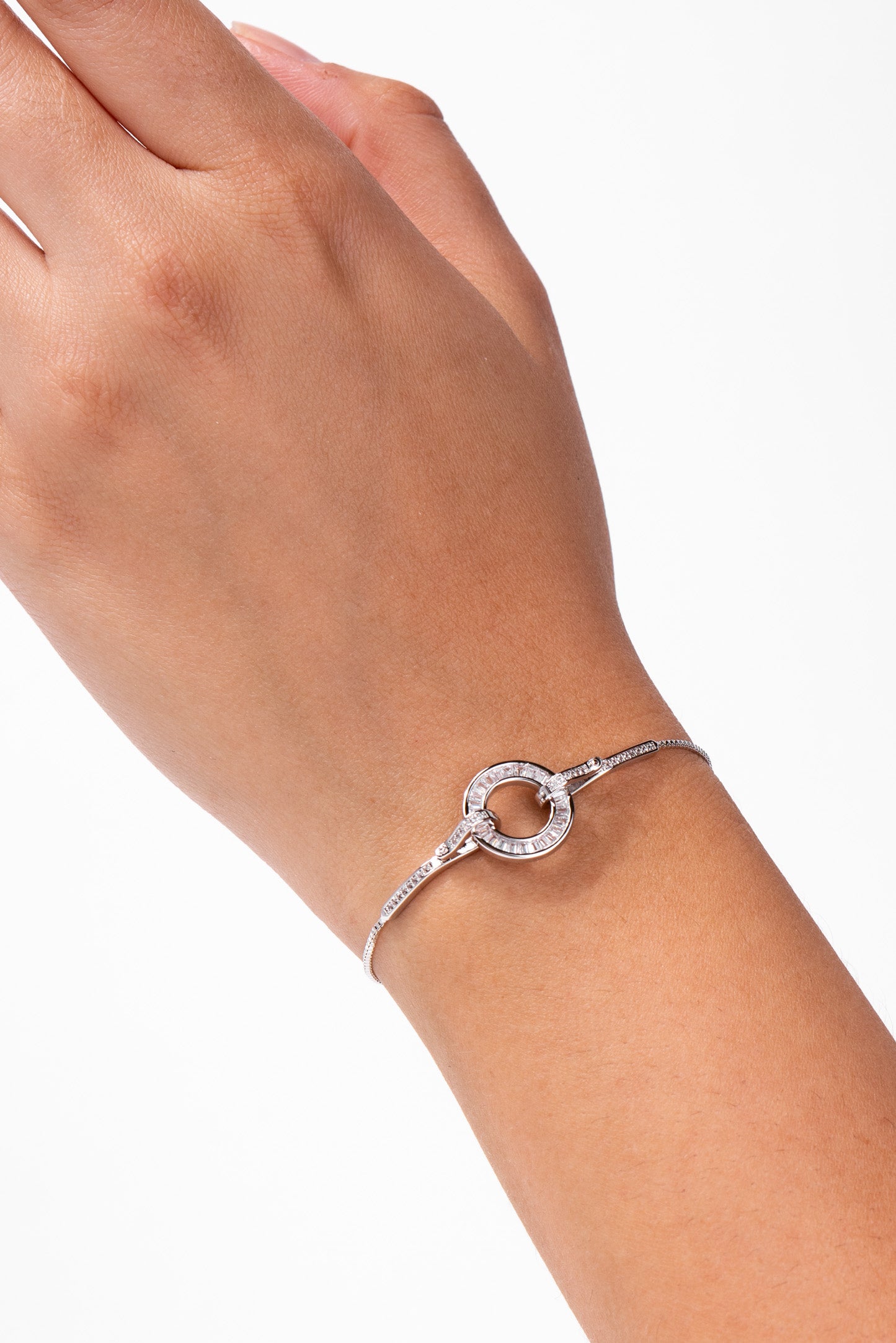 Luna Baguette CZ Circle Adjustable Bracelet