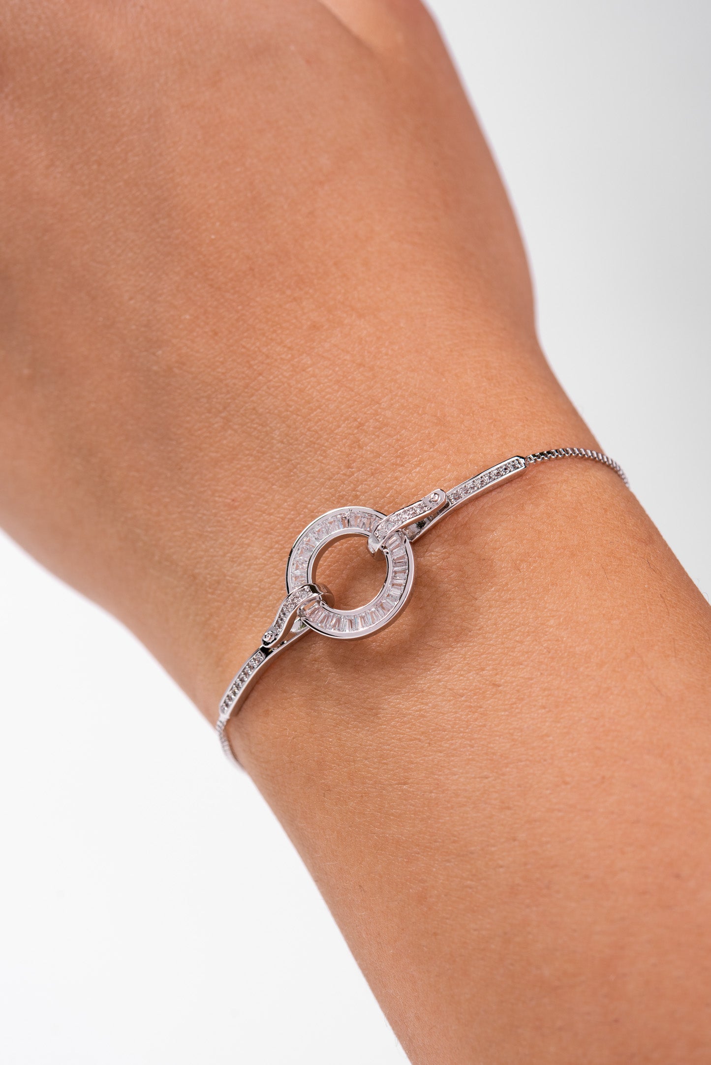 Luna Baguette CZ Circle Adjustable Bracelet