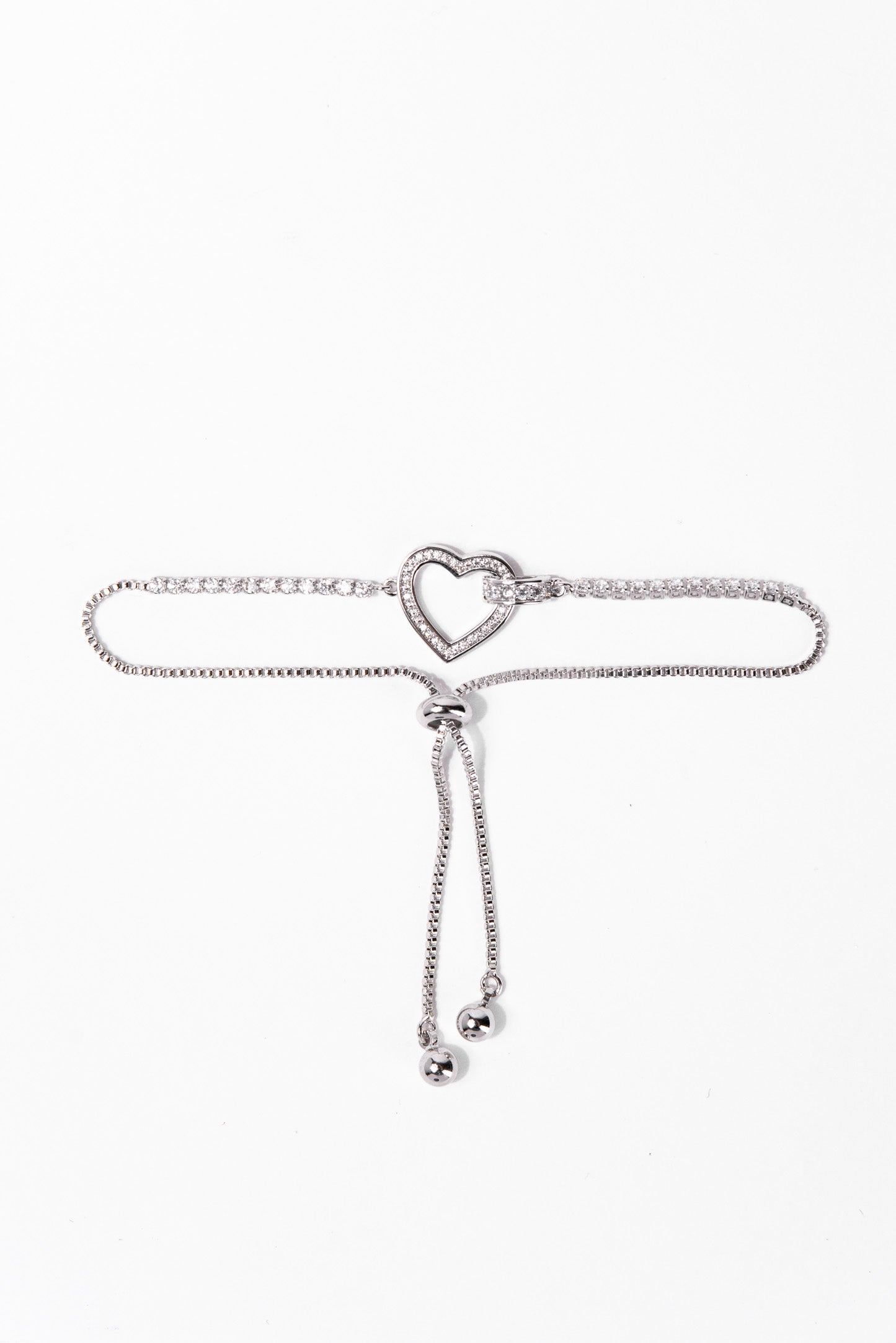 Love CZ Heart Adjustable Bracelet