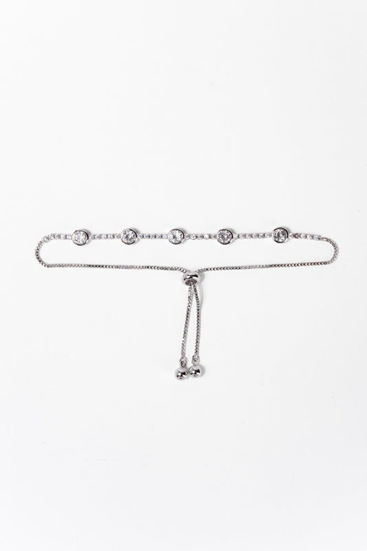 Laura Solitaire Bezzle Adjustable Bracelet - Silver