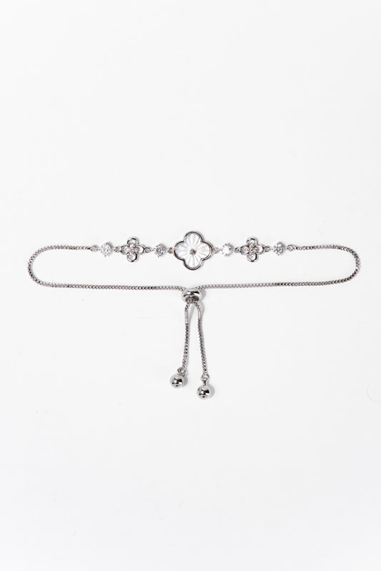 Essie Pearl Floral Adjustable Bracelet - Silver