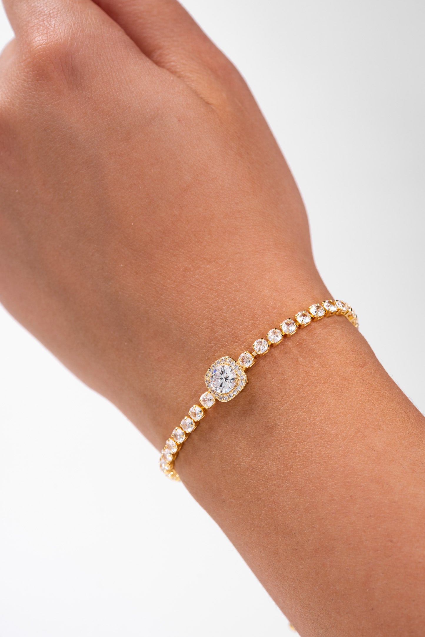 Finley Gold Plated CZ Tennis Bolo Slider Bracelet