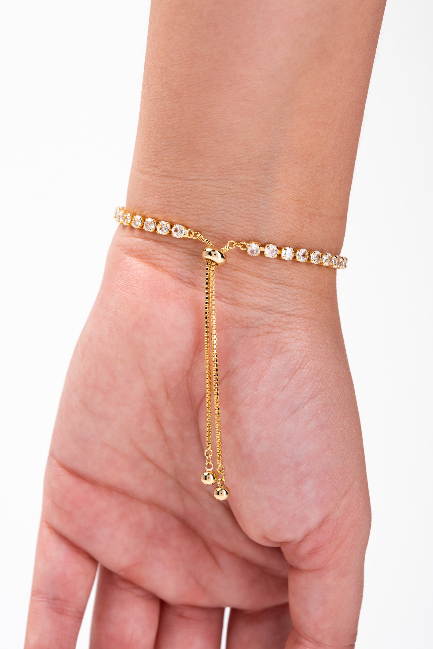 Finley Gold Plated CZ Tennis Bolo Slider Bracelet