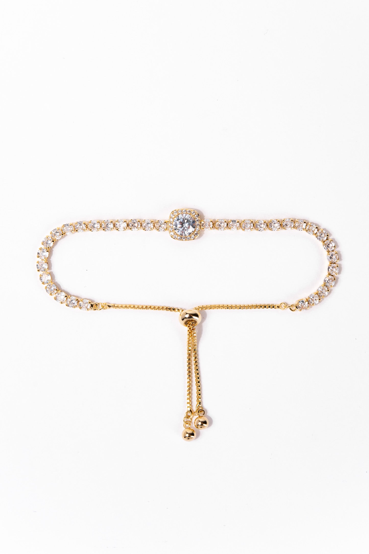 Finley Gold Plated CZ Tennis Bolo Slider Bracelet