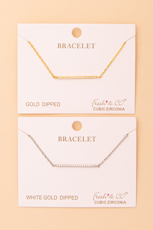 Celine Cubic Zirconia Pavé Bar Chain Bracelet