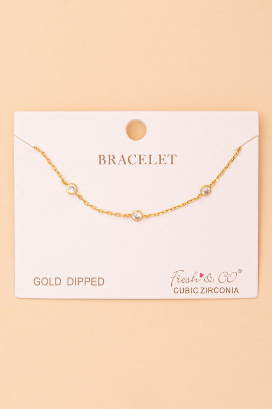 Lyla Cubic Zirconia Station Chain Bracelet | Gold