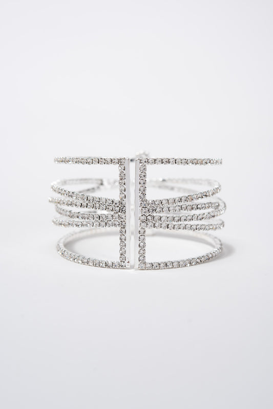 Laura Bangle Criss Cross Bracelet - Silver