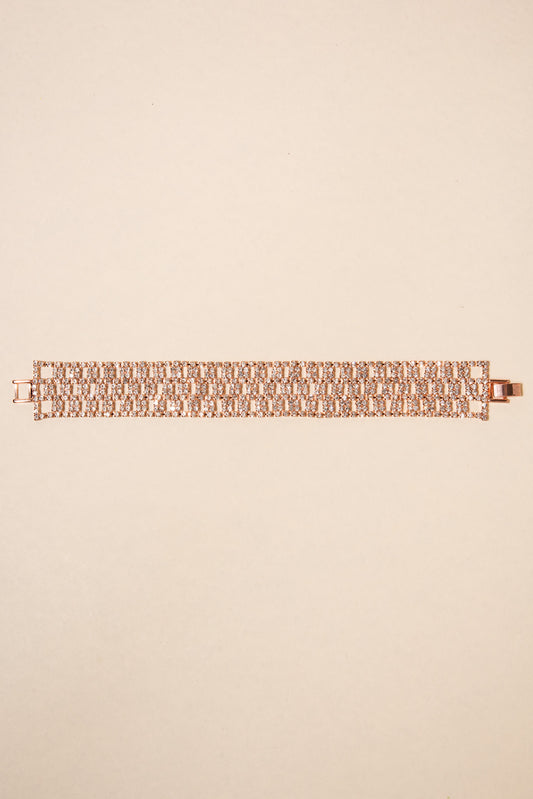 Isabelle Rhinestone Chain Bracelet | Rose Gold