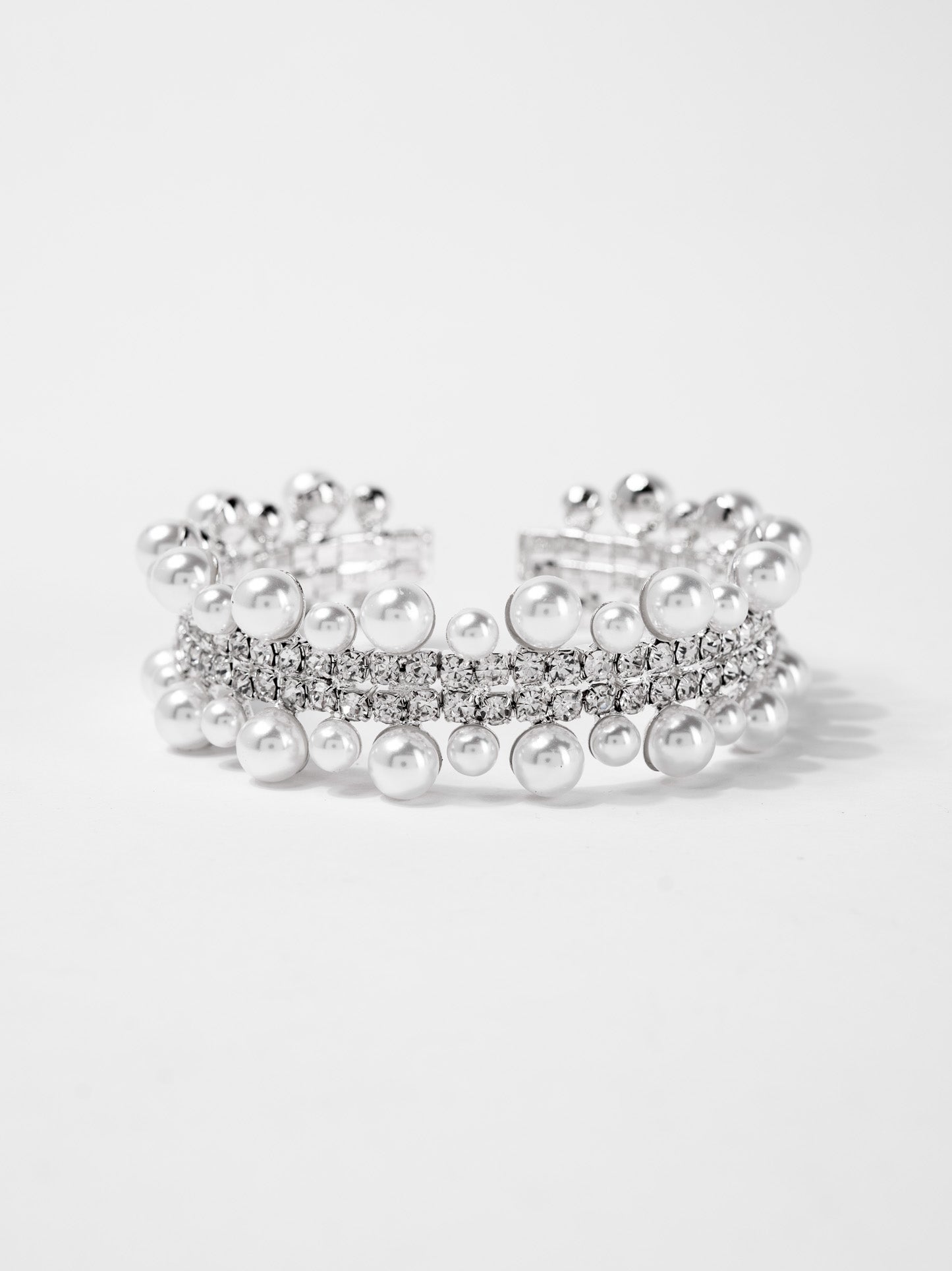 Phoebe Rhinestone Cuff Pearl Bracelet