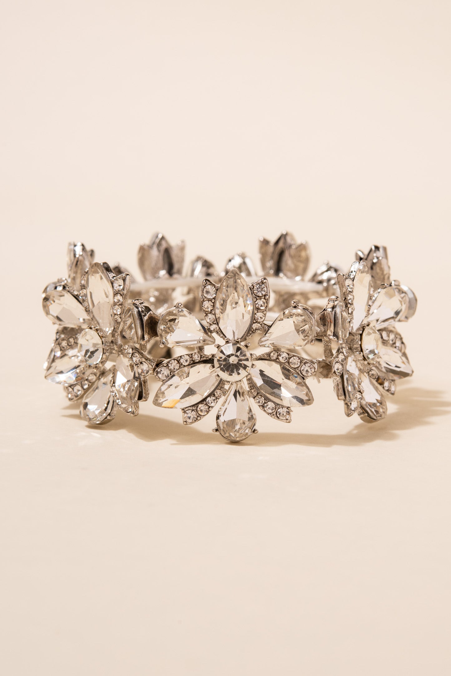 Flower Blossom Glass Stone Stretch Bracelet