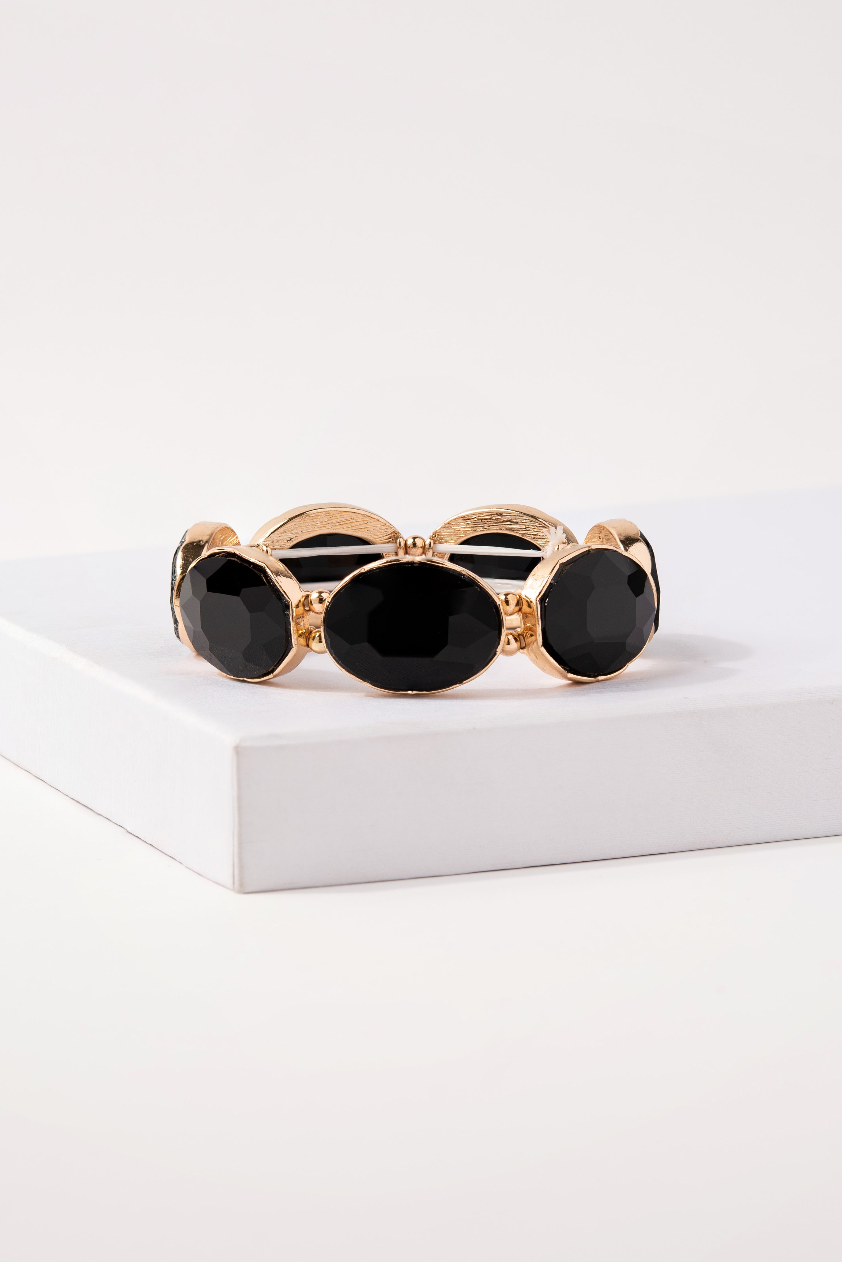 Hattie Rhinestone Stretch Bracelet | Black