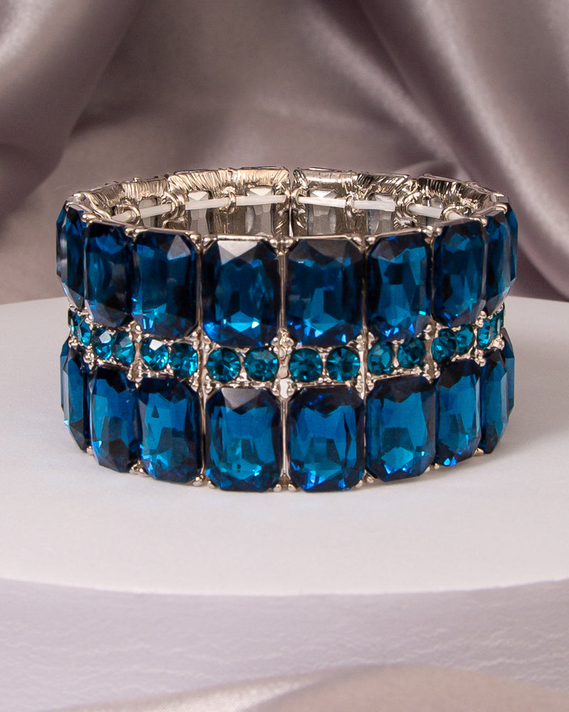 Salma Multi-Row Baguette Cut Crystal Embellished Stretch Bracelet