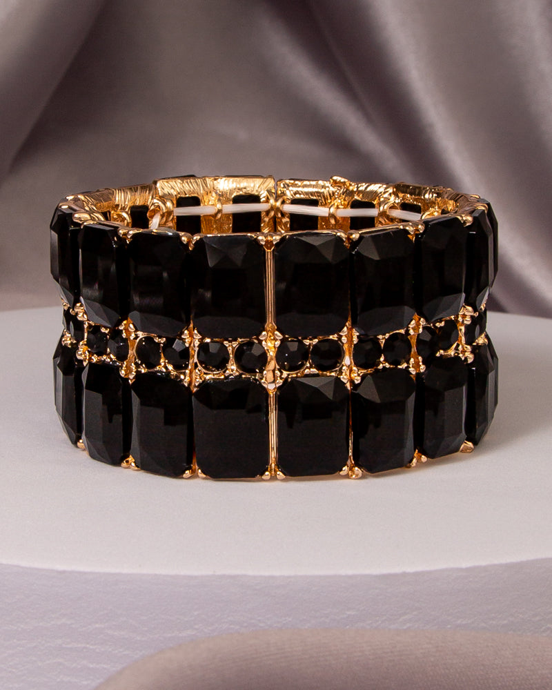 Salma Multi-Row Baguette Cut Crystal Embellished Stretch Bracelet