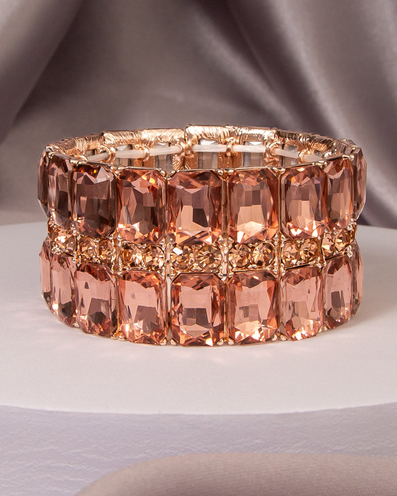 Salma Multi-Row Baguette Cut Crystal Embellished Stretch Bracelet
