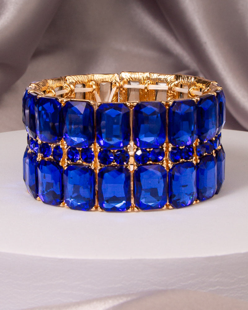 Salma Multi-Row Baguette Cut Crystal Embellished Stretch Bracelet