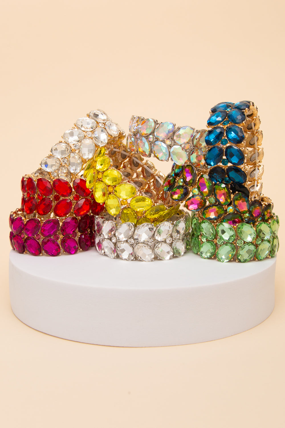 Holly Dual-Row Chunky Crystal Stretch Bracelet