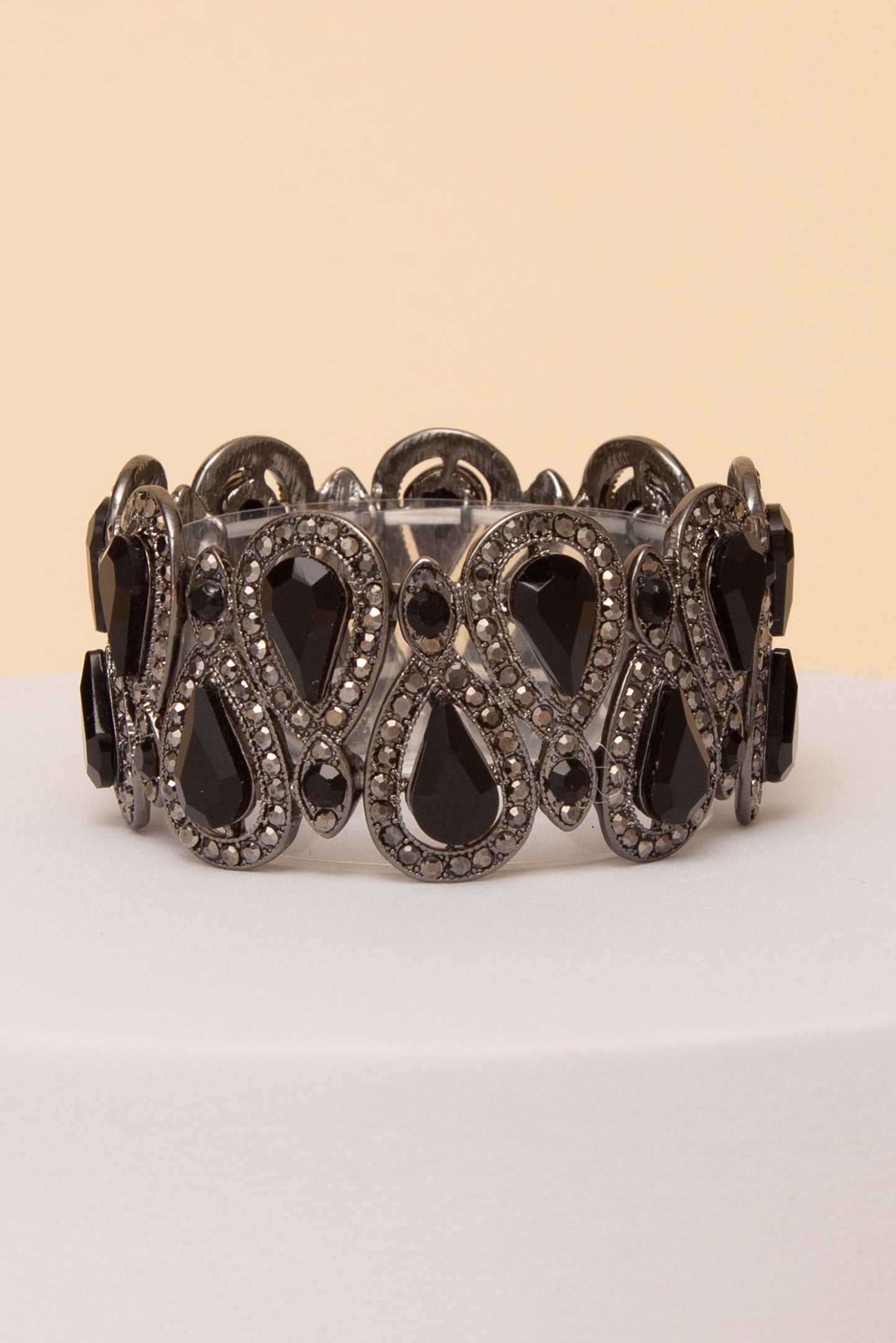 Abigail Stone Stretch Bracelet | Black