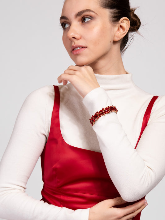 Bridget Stone Statement Stretch Bracelet | Red