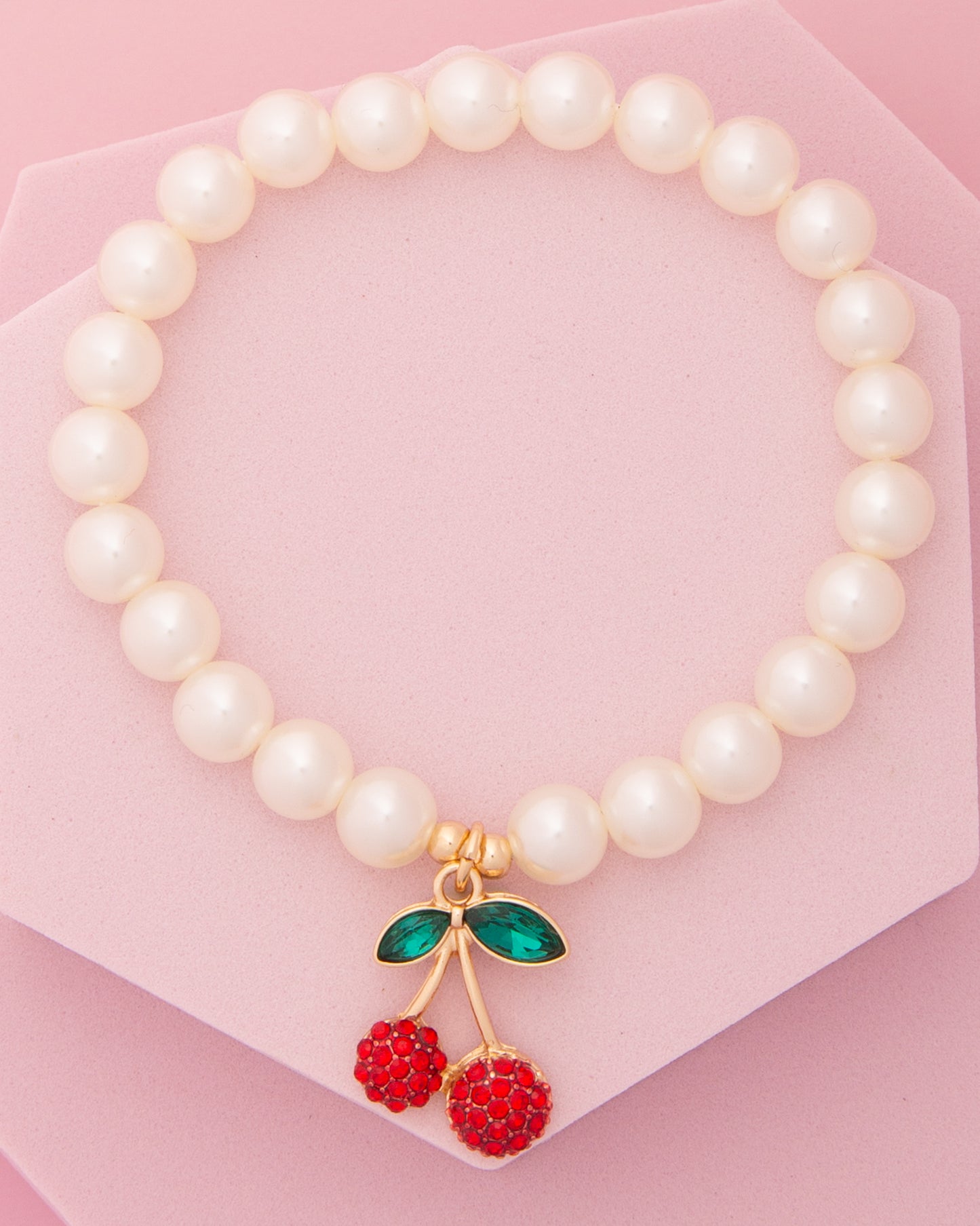 Margaret Crystal Embellished Rhinestone Pave Cherry Charm Bracelet