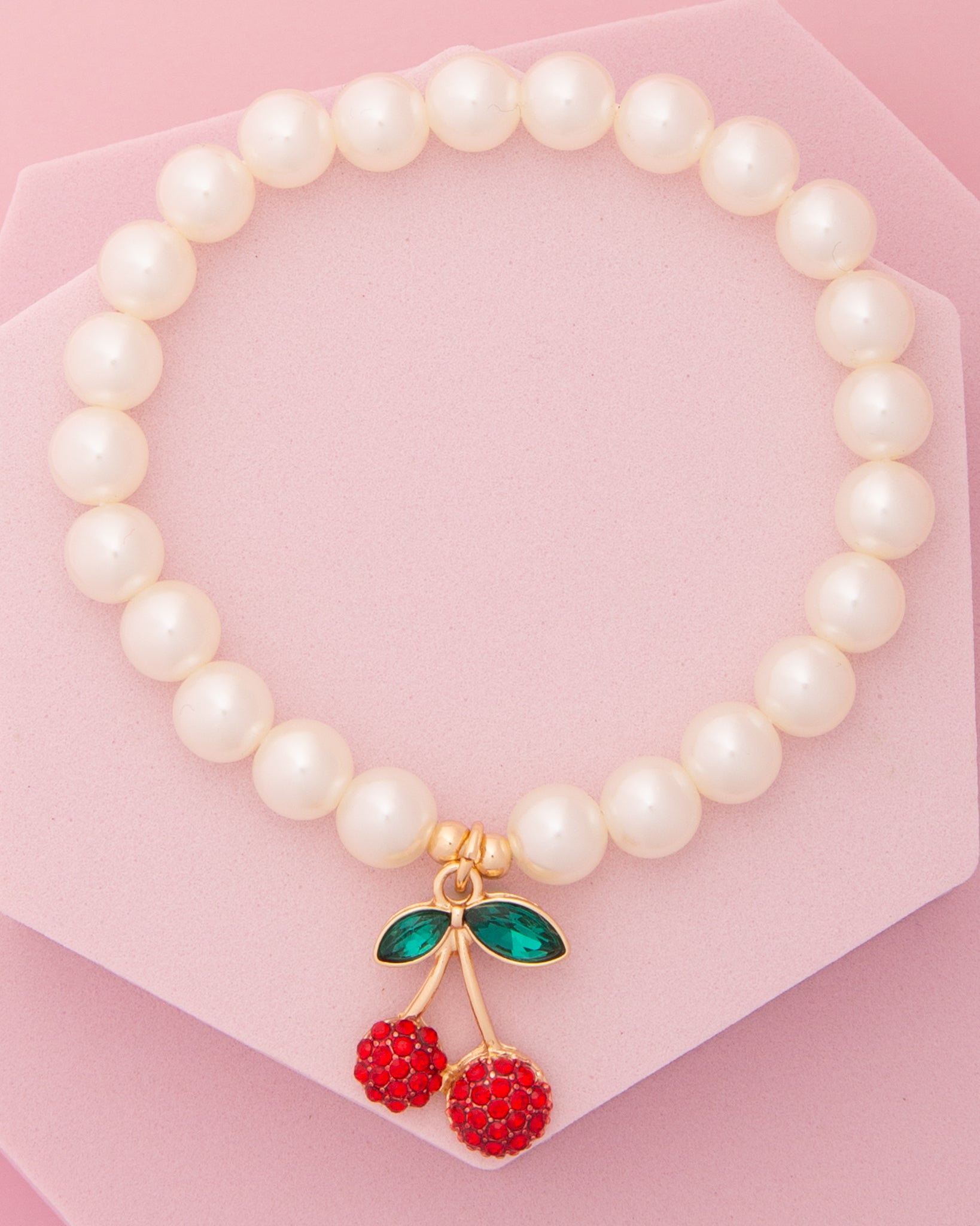 Margaret Crystal Embellished Rhinestone Pave Cherry Charm Bracelet
