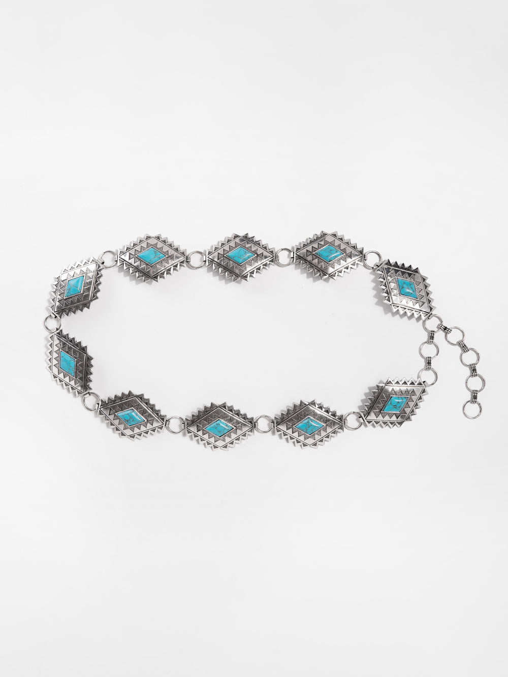 Lyra Western Metal Turquoise Diamon Concho Belt
