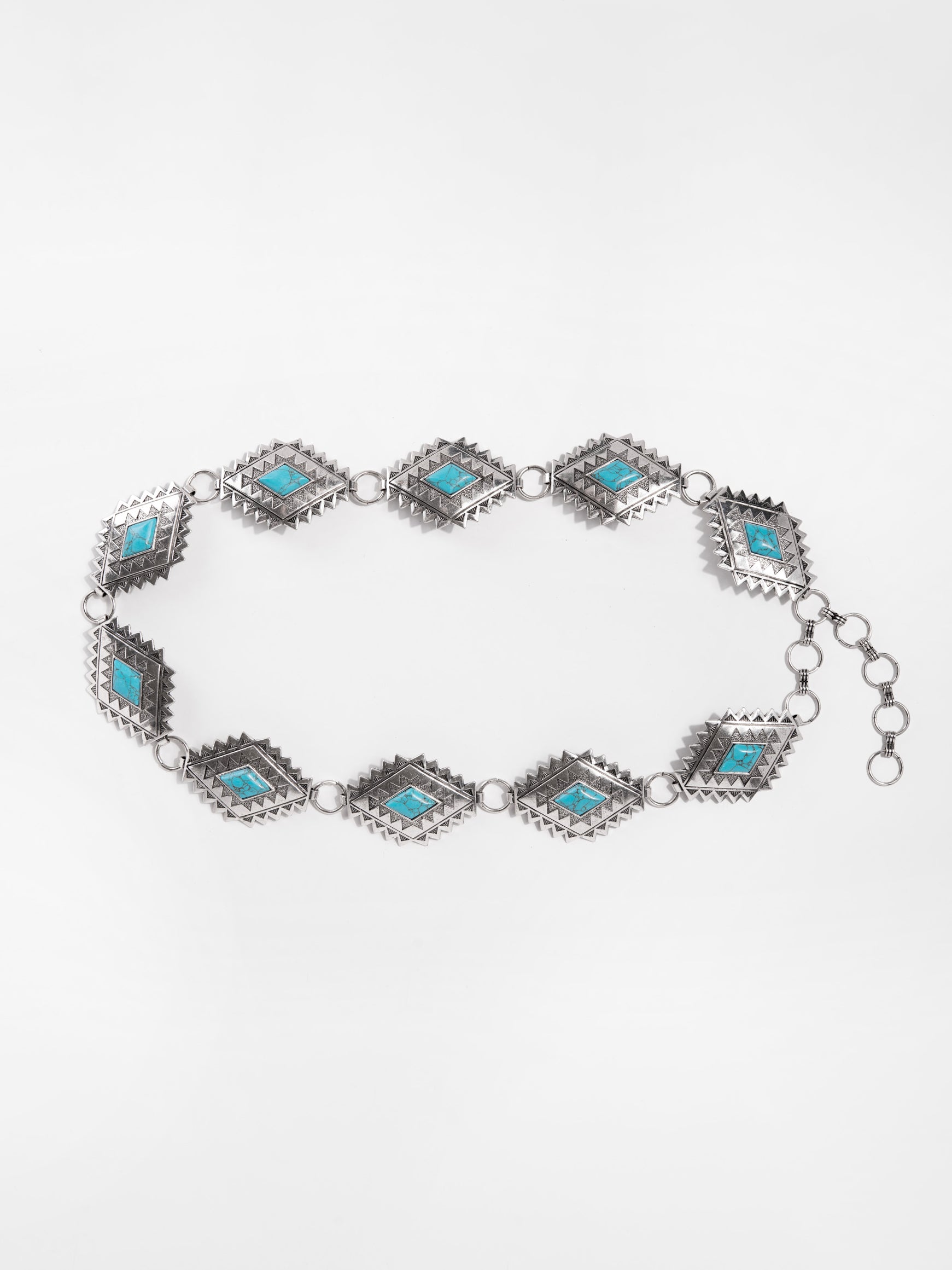 Lyra Western Metal Turquoise Diamon Concho Belt