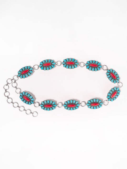 Francesca Western Concho Metal Chain Belt