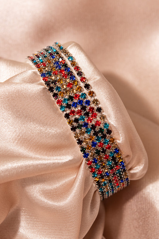 Chantria 6-Layer Rhinestone Stretch Bracelet | Silver Multicolor