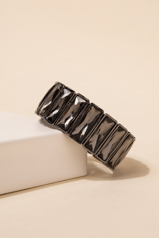 Serena Rectangle Rhinestone Bracelet | Grey