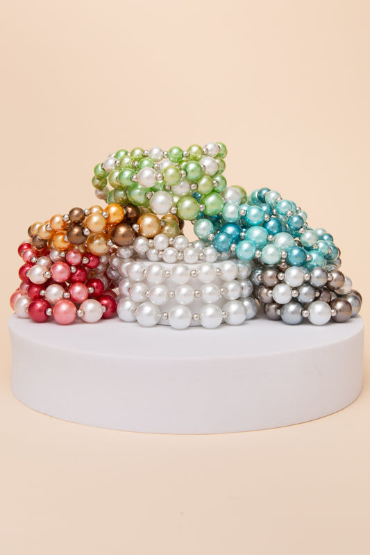 Alayah Multi Row Pearl Stretch Bracelet Set