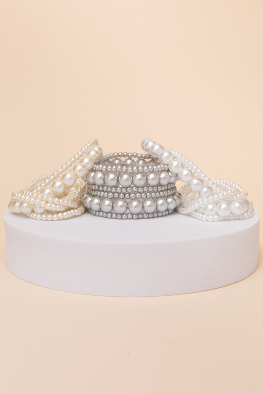 Katalina Multi Strand Pearl Stretch Bracelet Set