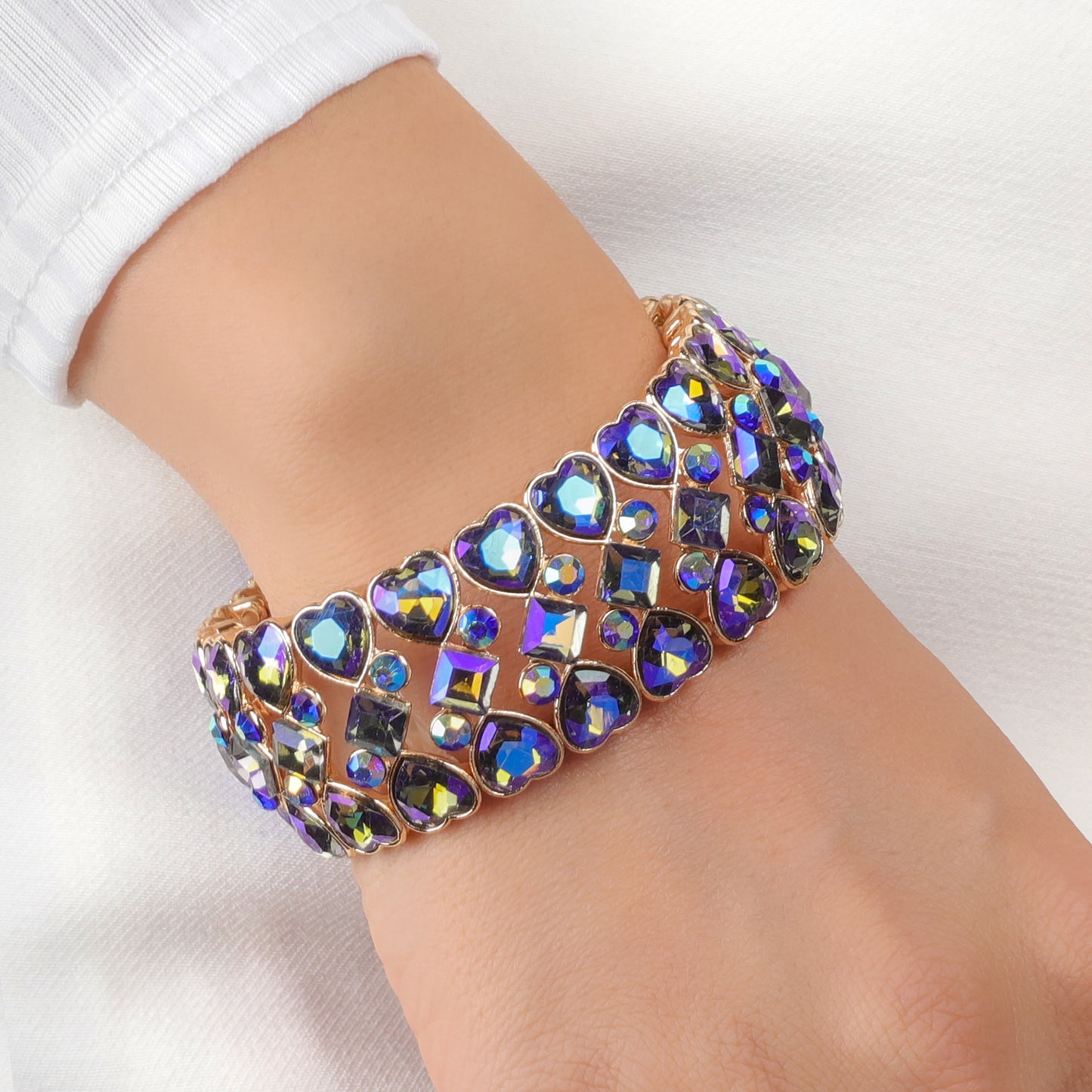 Georgian Heart Rhinestone Stretch Bracelet