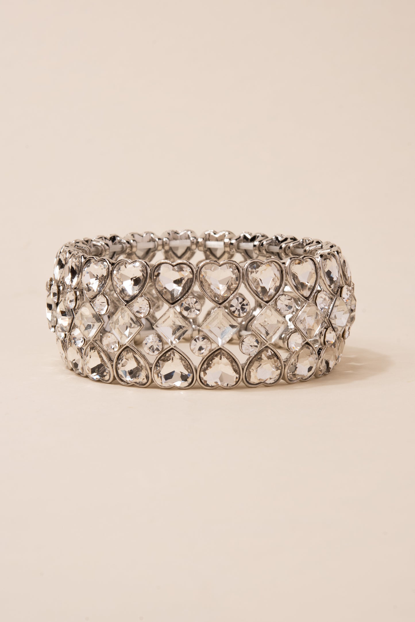 Georgian Heart Rhinestone Stretch Bracelet