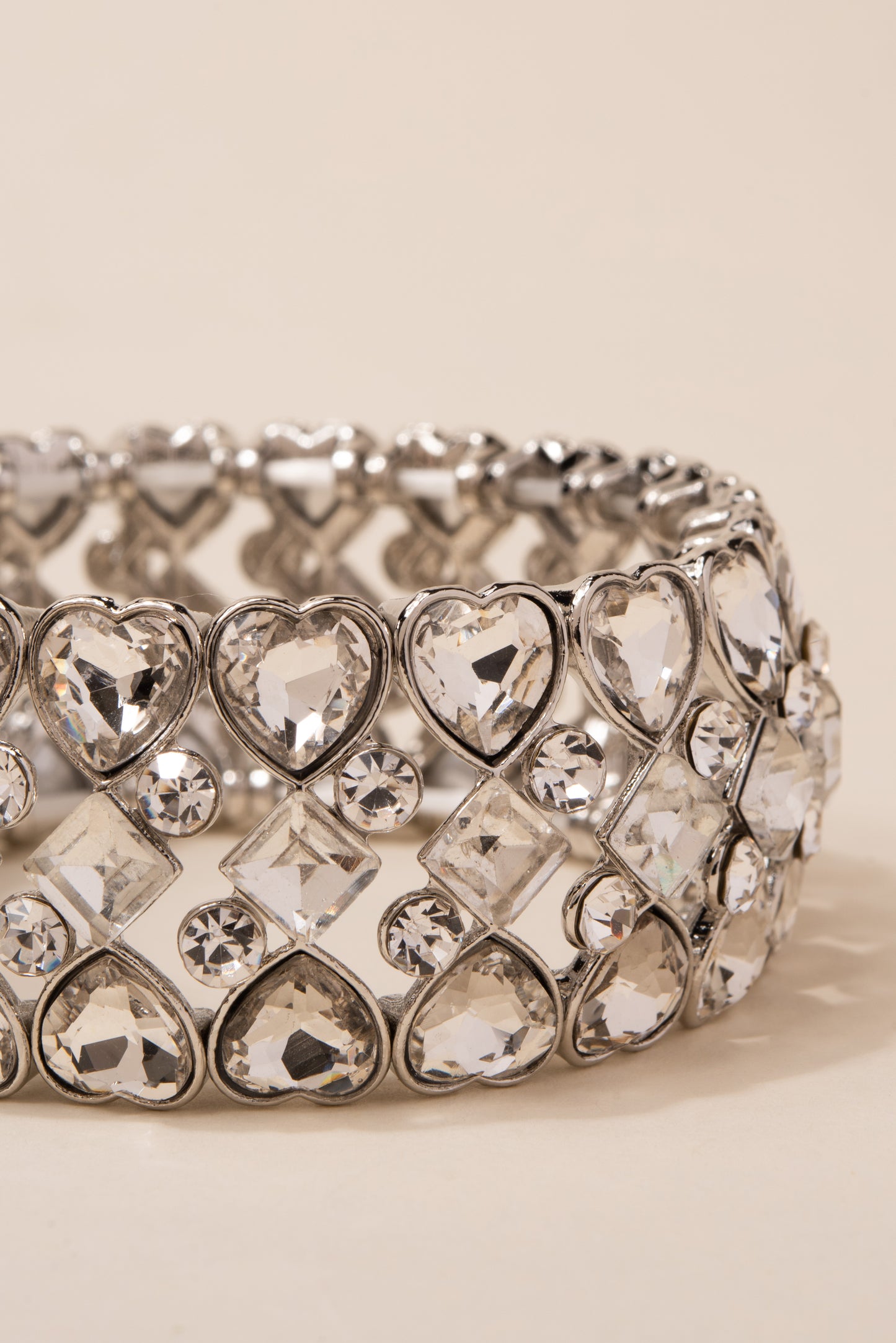 Georgian Heart Rhinestone Stretch Bracelet