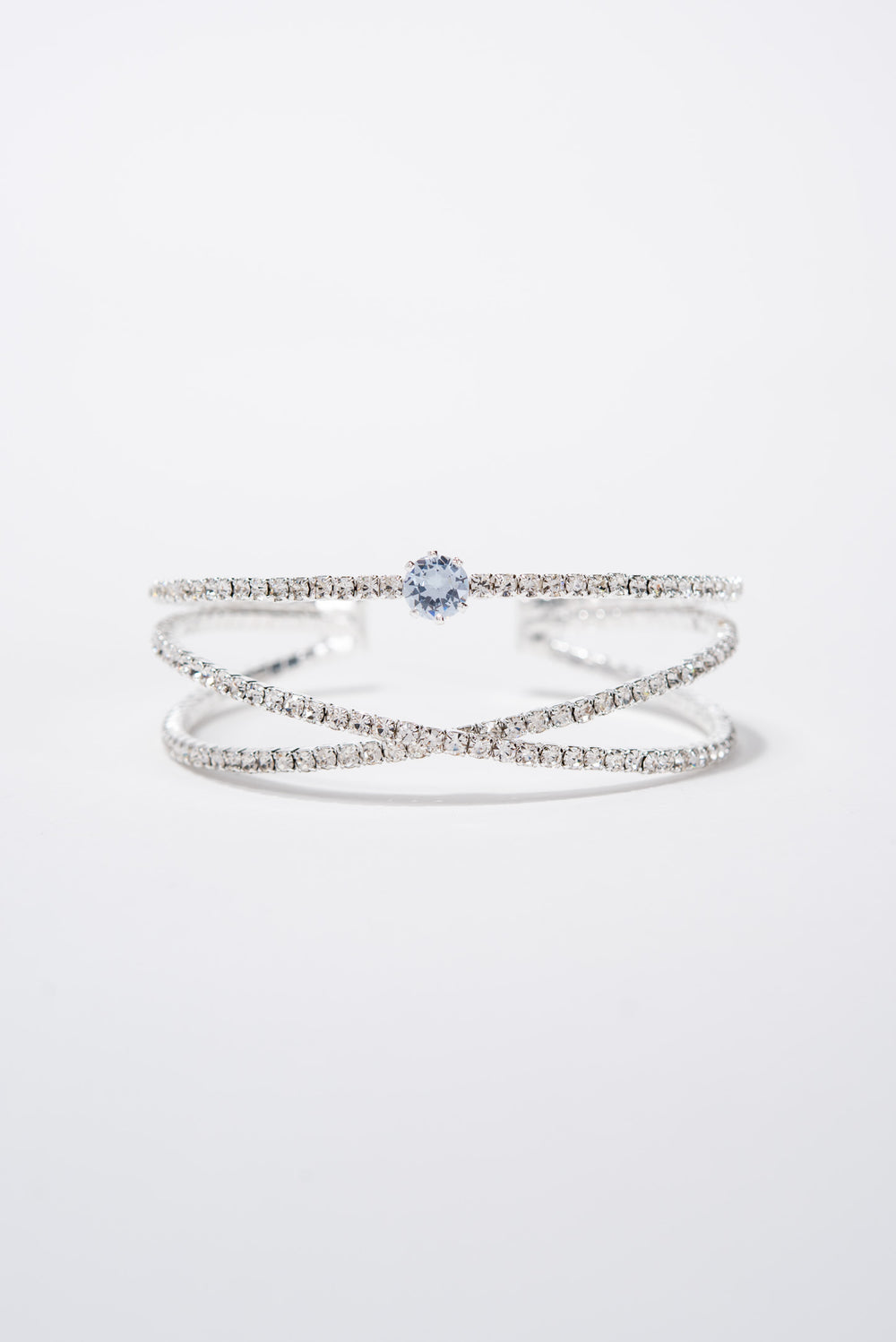 Ella Rhinestone Multilayer Crossed Cuff